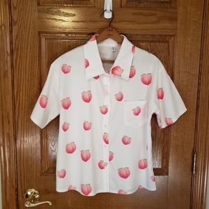 Women's Size S Peach Pattern Button-Down Shirt